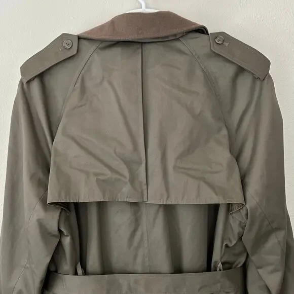 Vintage Perusal double Breasted Trench Coat zip Out wool Liner outdoor prep 44S - Picture 9 of 14